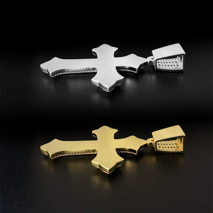 Iced Out Cross Pendant | Men's Gold Plated Hip Hop Cross Necklace | Caratix