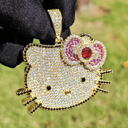 Cute Cat Pendant Necklace for Women – Gold Plated Cartoon CZ Sweet Style Jewelry - CaratixJewelry