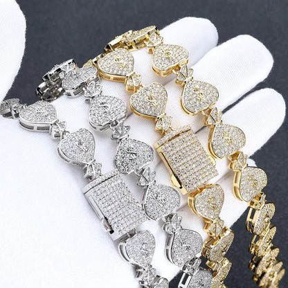15mm Money Bag Zircon Cuban Chain Hip Hop Necklace - CaratixJewelry
