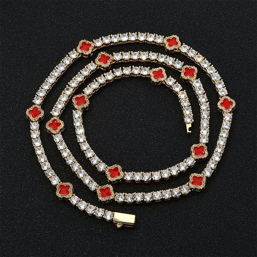 Enamel Moissanite Tennis Chain Necklace – S925 Sterling Silver Luxury Hip Hop Jewelry - CaratixJewelry