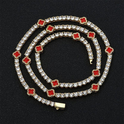 Enamel Moissanite Tennis Chain Necklace – S925 Sterling Silver Luxury Hip Hop Jewelry - CaratixJewelry