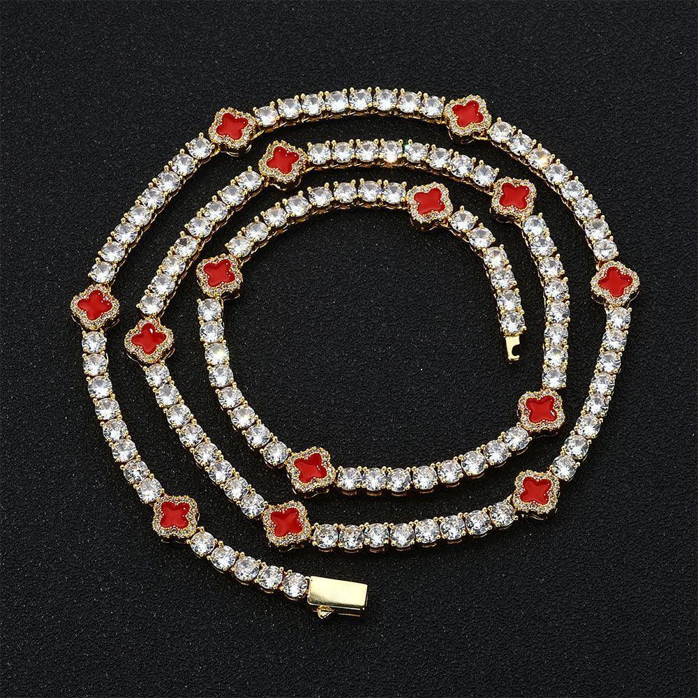 4mm Enamel Tennis Chain Necklace Zircon Rapper Iced Out Chain Style | Caratix Jewelry - CaratixJewelry