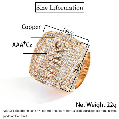 Custom DIY Alphabet Zircon Ring for Men | Trendy Hip Hop Jewelry with Copper Setting | Caratix Jewelry - CaratixJewelry