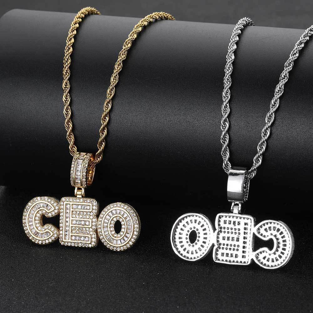 Custom Iced-Out Letter & Number Pendant Necklace with Micro-Pave Zircon Stones for Men and Women | Caratix Jewelry - CaratixJewelry