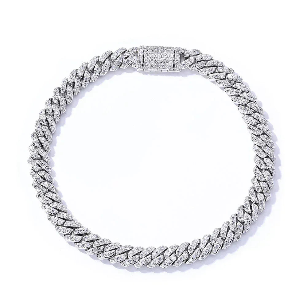 6mm Iced Out Cuban Bracelet Single Row Zircon for Men | Caratix Jewelry - CaratixJewelry