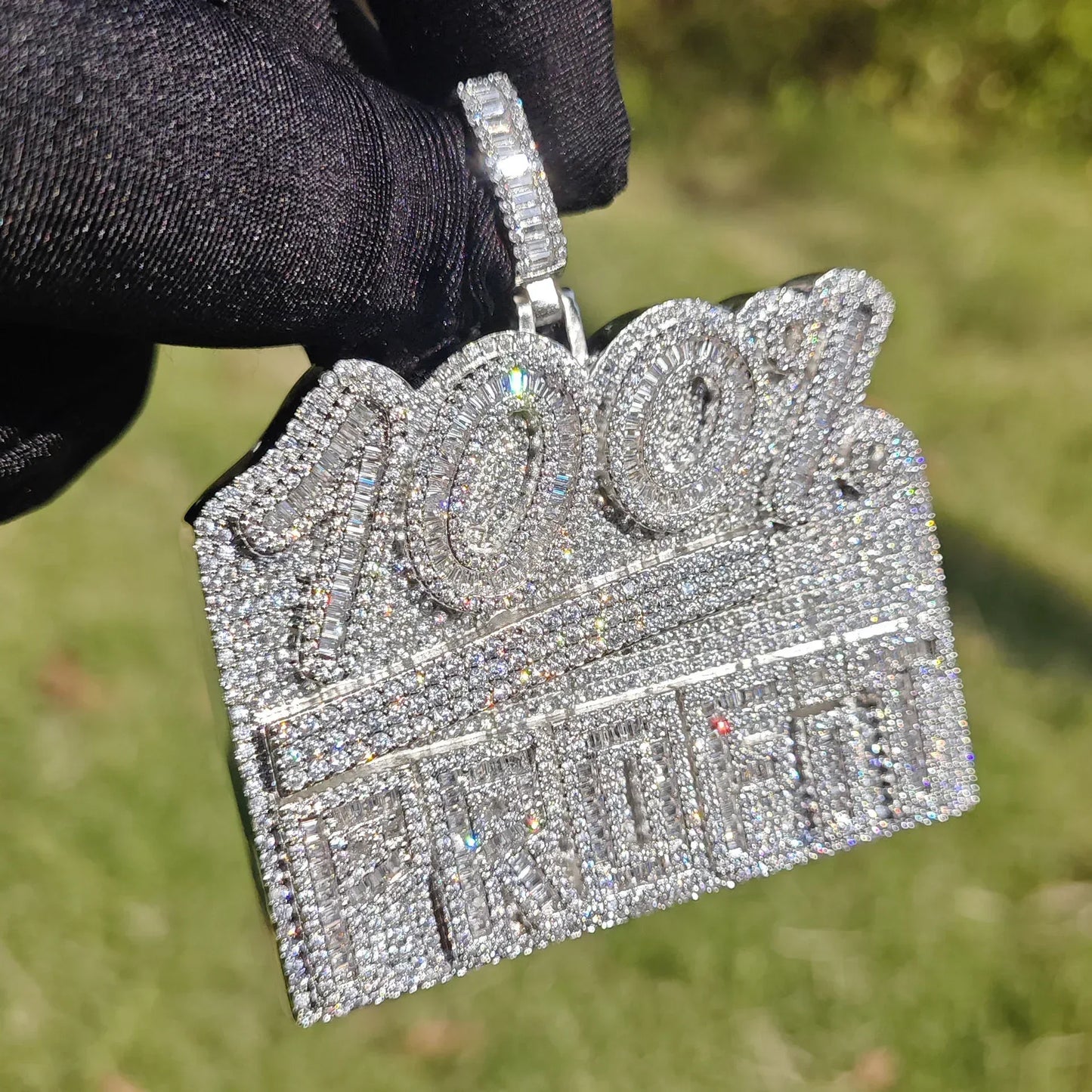 Iced Out 100% Letter Pendant Necklace – Hip Hop CZ Streetwear Jewelry - CaratixJewelry