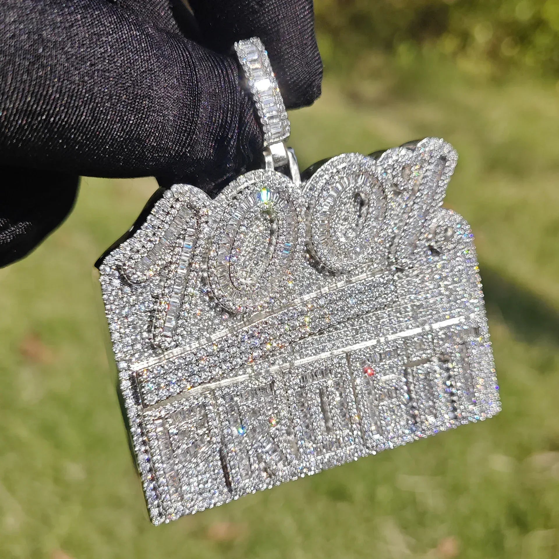 Iced Out 100% Letter Pendant Necklace – Hip Hop CZ Streetwear Jewelry - CaratixJewelry