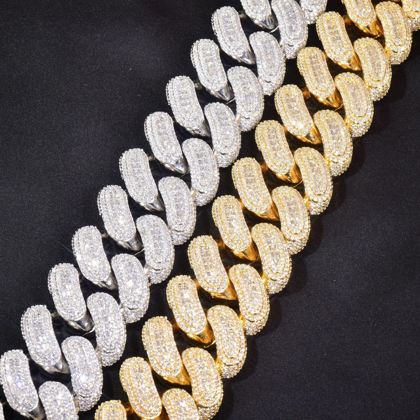 28mm Iced Out T-Shape Cuban Chain Necklace with Slanted Clasp | Unisex Hip Hop Jewelry | Caratix Jewelry - CaratixJewelry