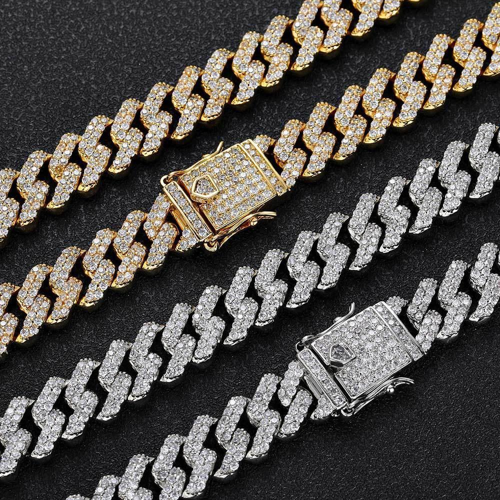 12mm Double Row Cuban Chain Bracelet Zircon - CaratixJewelry