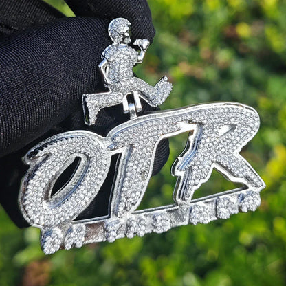 Iced Out OTR Letter Pendant Necklace – Hip Hop Street Dance CZ Jewelry for Men - CaratixJewelry