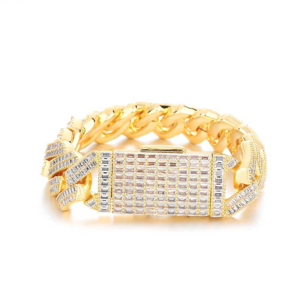 20mm Double Row T-Cut Zircon Cuban Link Bracelet - CaratixJewelry
