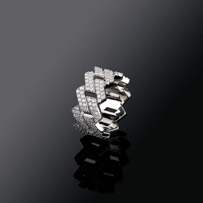 S925 Sterling Silver Moissanite Ring | Men's Iced Out Band Size 7-11 | Caratix