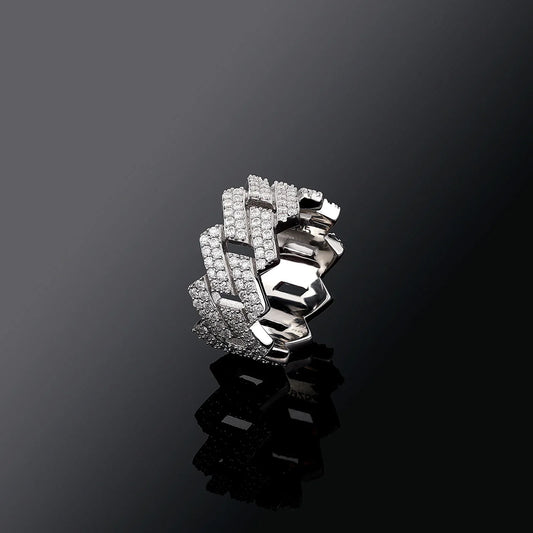 S925 Sterling Silver Moissanite Ring | Men's Iced Out Band Size 7-11 | Caratix
