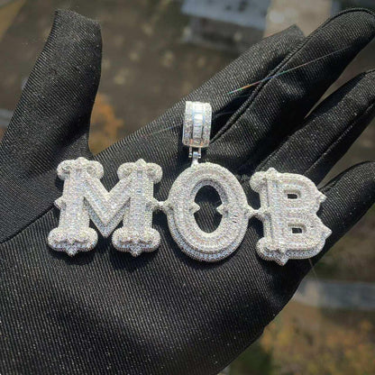 Cloud Pattern Letter Pendant | Iced Out CZ DIY Hip Hop Rapper Custom Necklace - CaratixJewelry