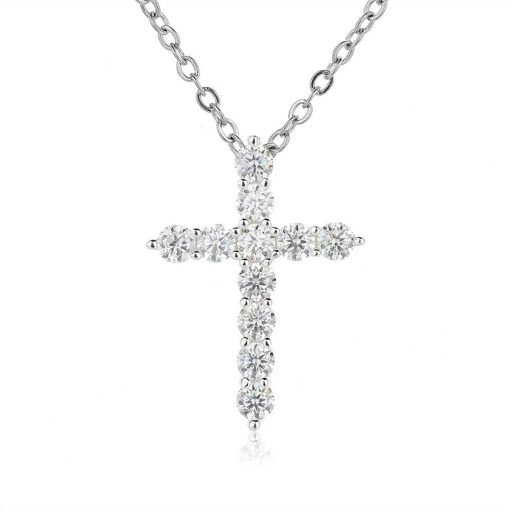 Moissanite Cross Pendant Necklace – S925 Sterling Silver Iced-Out Hip Hop Unisex Luxury Streetwear Jewelry - CaratixJewelry