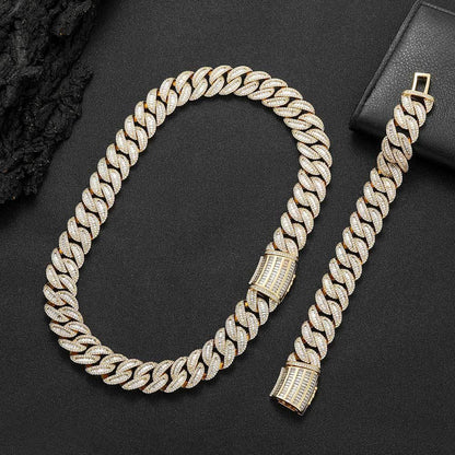 Miami Link Cuban Necklace T-Shape Zircon Hip Hop Jewelry - CaratixJewelry