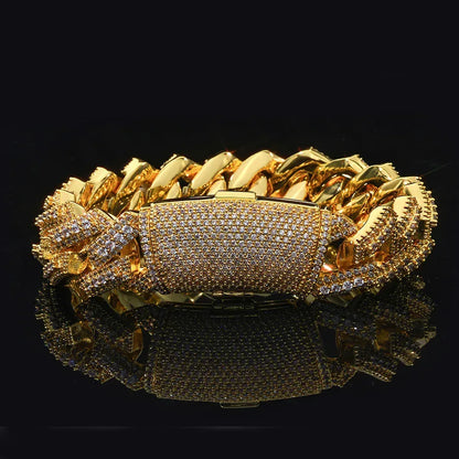 Custom 20mm Rhombus Triple-Row Bracelet | Rapper Iced Out Chain Style - CaratixJewelry