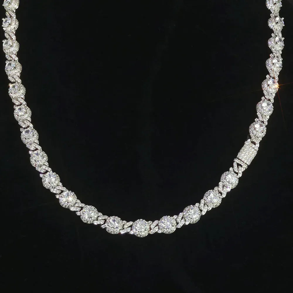7.5mm Moissanite Bead Chain Necklace – S925 Sterling Silver Minimalist Luxury Hip Hop Jewelry - CaratixJewelry
