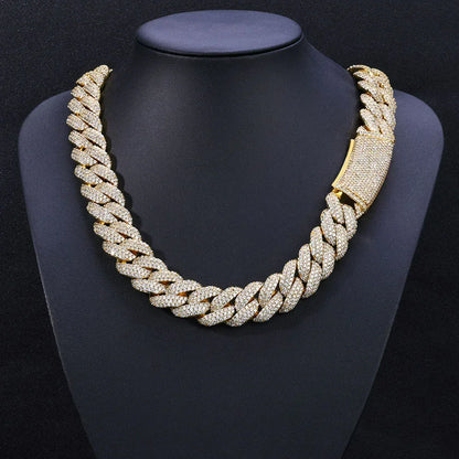 Triple-Row Moissanite Bubble Cuban Link Chain – Custom S925 Sterling Silver Iced-Out Hip Hop Men’s Luxury Streetwear Necklace - CaratixJewelry