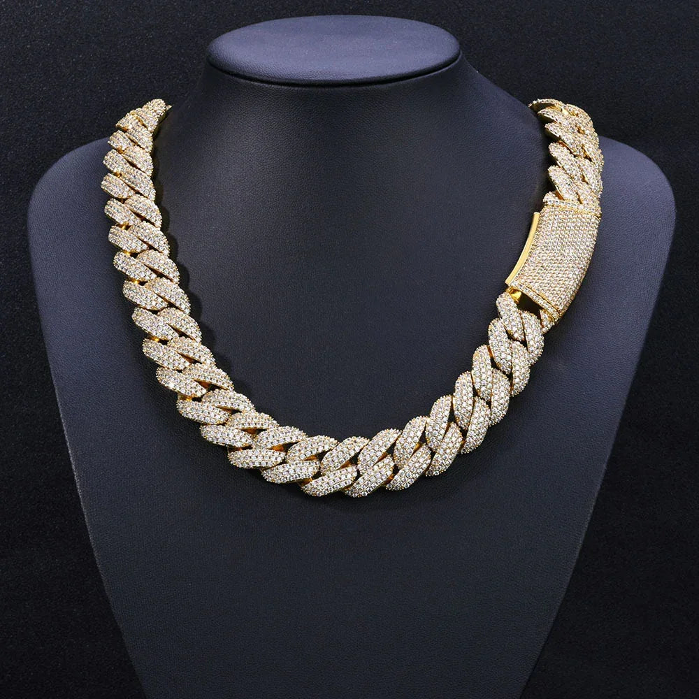 18mm Triple Row Bubble Iced Out Cuban Necklace - CaratixJewelry