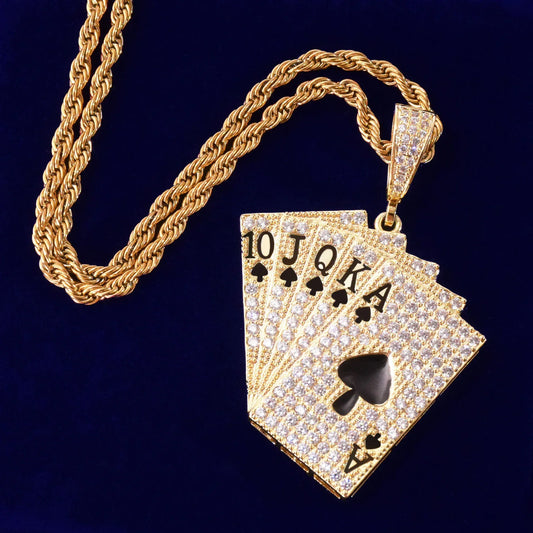 Men's Ace of Spades Casino Necklace | Premium Copper CZ Gambler Jewelry - CaratixJewelry