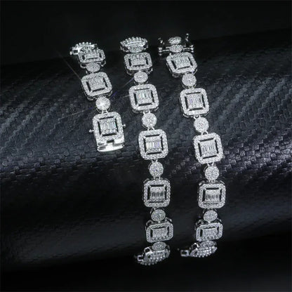 9.5mm Moissanite Step-Cut Cuban Link Necklace | S925 Silver Men’s Hip Hop Chain - CaratixJewelry