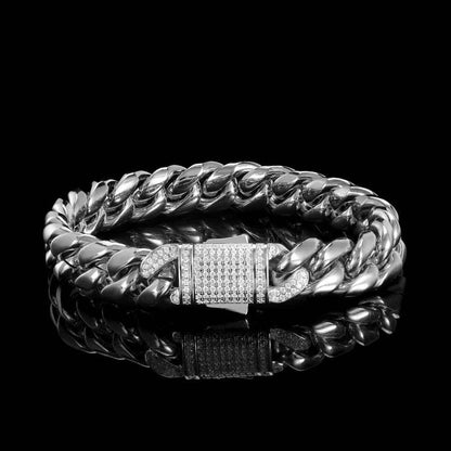 Cuban Link Bracelet with Spring Clasp and 18K Gold - CaratixJewelry