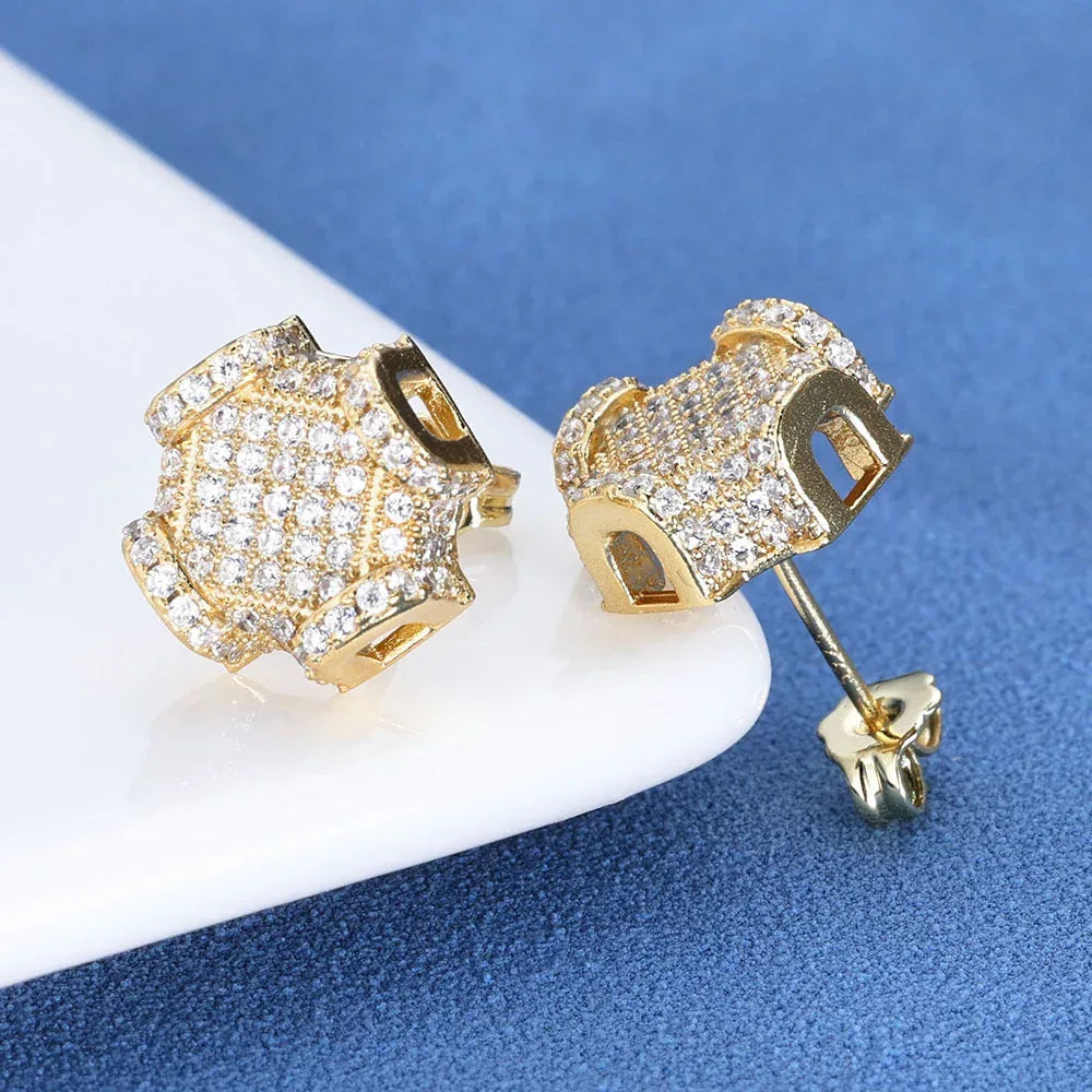 Custom Full Zircon Stud Earrings for Men | Luxury Hip Hop Jewelry | Caratix Jewelry - CaratixJewelry