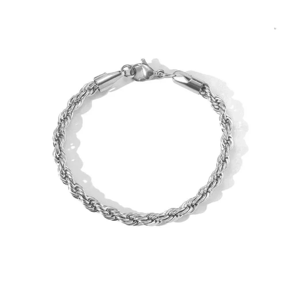 Stainless Steel Rope Chain Bracelet 18K Gold Plated for Men | Caratix Jewelry - CaratixJewelry