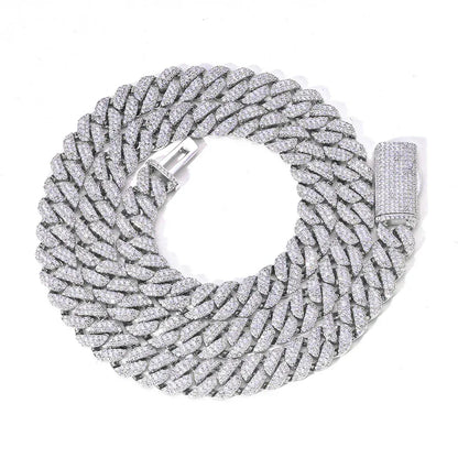 10mm Triple-Row Moissanite Cuban Link Chain for Men – S925 Sterling Silver High-Quality Luxury Hip Hop Necklace - CaratixJewelry