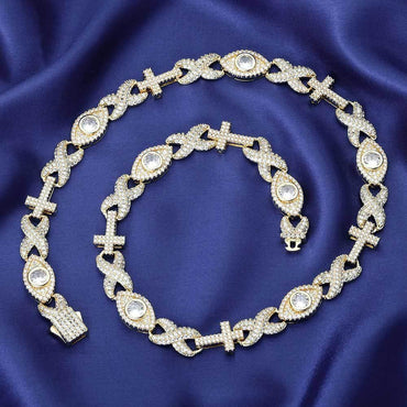 Custom Evil Eye Infinity Cross Necklace Gold Chain Style for Rapper | Caratix - CaratixJewelry