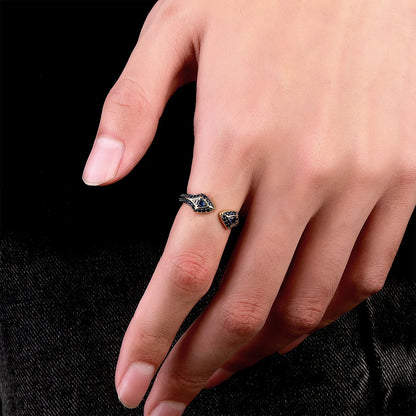 Double-Headed Snake Ring | Iced Out Guardian Serpent Band | Caratix