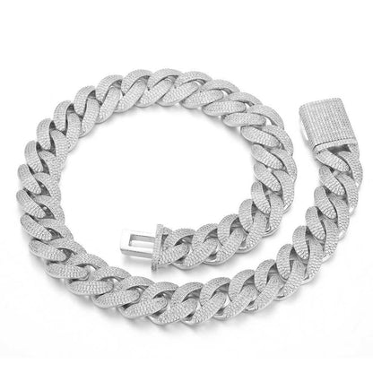 20mm Bubble Moissanite Cuban Link Chain – S925 Sterling Silver Iced-Out Hip Hop Men’s Bold Luxury Streetwear Necklace - CaratixJewelry