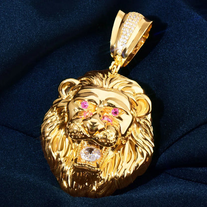 Iced Out Lion Head Pendant Necklace for Men – Solid Copper CZ Hip Hop Jewelry - CaratixJewelry