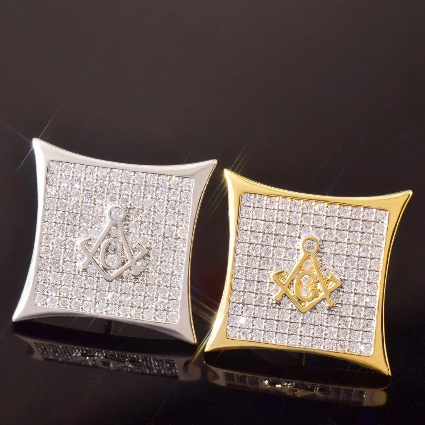 Small Round Iced Out Stud Earrings with Zircon | Creative & Trendy Hip Hop Jewelry | Caratix Jewelry - CaratixJewelry