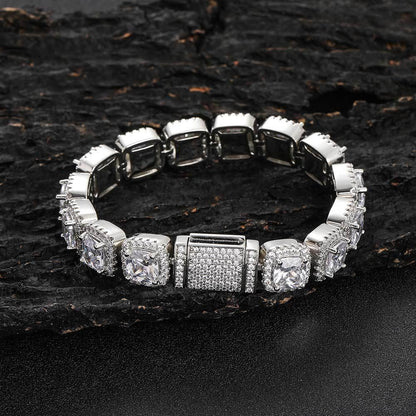 12mm Iced Out Square Chain Zircon Bracelet Unisex | Caratix Jewelry - CaratixJewelry
