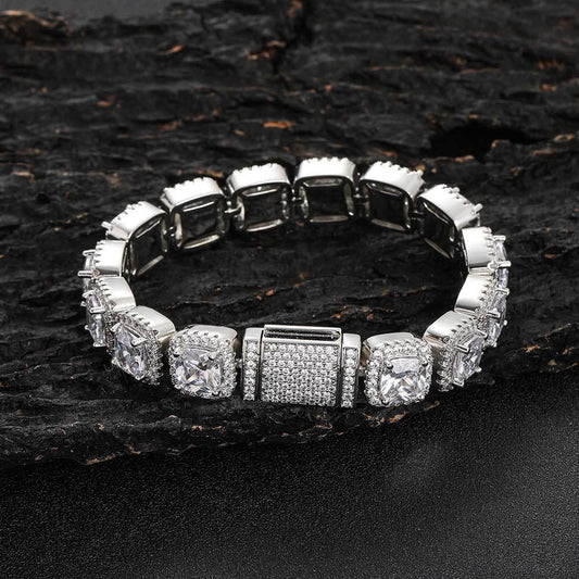 12mm Iced Out Square Chain Zircon Bracelet Unisex | Caratix Jewelry - CaratixJewelry