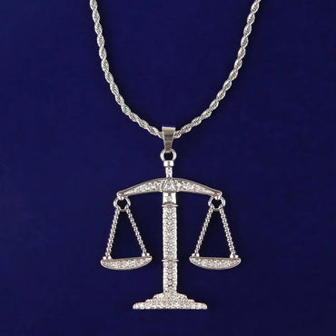 Men's Scales of Justice Necklace | Premium Copper CZ Libra Jewelry Caratix - CaratixJewelry