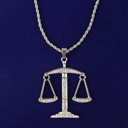 Men's Scales of Justice Necklace | Premium Copper CZ Libra Jewelry Caratix - CaratixJewelry