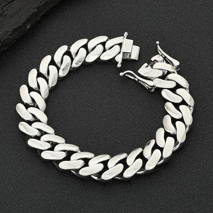 Polished Cuban Link Bracelet with Insert Clasp Hip Hop Jewelry - CaratixJewelry