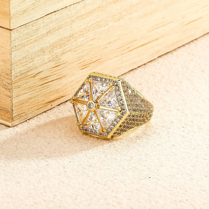 Candy Colored Hexagon Ring | Colorful Zirconia Windmill Band | Caratix