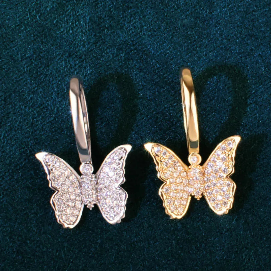 Mini Butterfly Pendant Necklace | CZ Hip Hop Unisex Streetwear Jewelry - CaratixJewelry