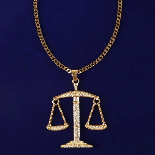 Men's Scales of Justice Necklace | Premium Copper CZ Libra Jewelry Caratix - CaratixJewelry