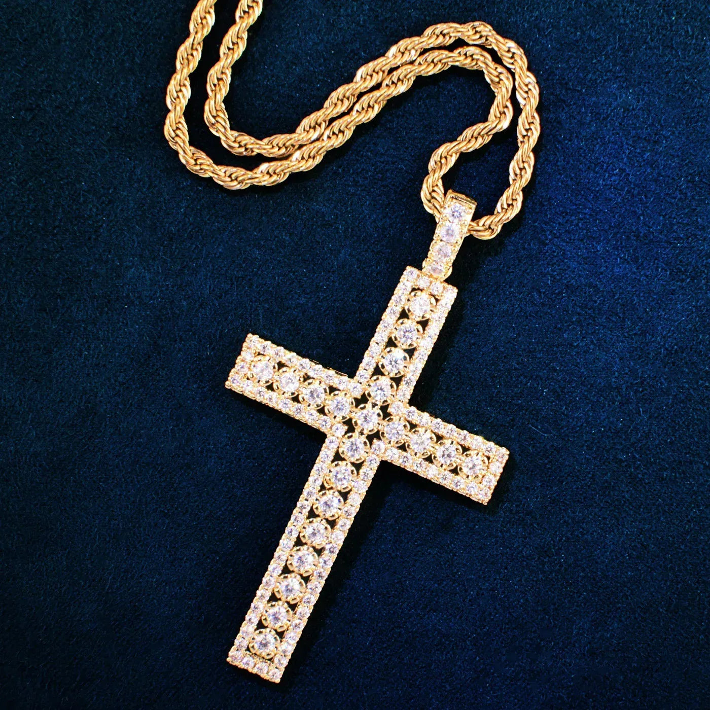 Iced Out Cross Pendant Necklace | CZ Hip Hop Unisex Streetwear Jewelry - CaratixJewelry