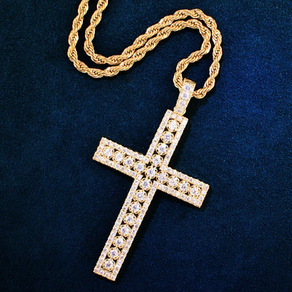Iced Out Cross Pendant Necklace | CZ Hip Hop Unisex Streetwear Jewelry - CaratixJewelry