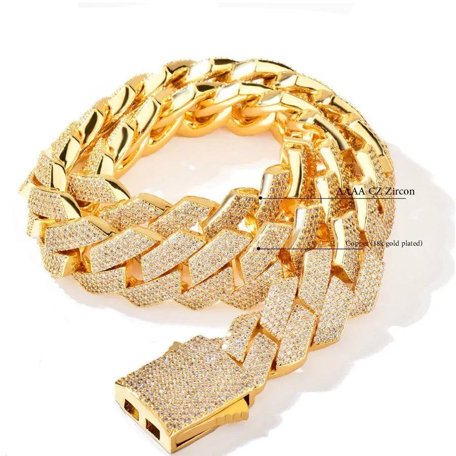 20mm Iced Out Cuban Chain with Copper Zircon - CaratixJewelry
