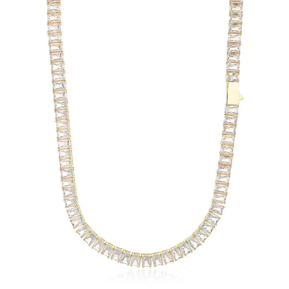 6mm Rectangular Moissanite Tennis Chain Necklace for Women – S925 Sterling Silver Luxury Hip Hop Jewelry - CaratixJewelry