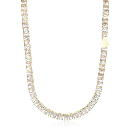 6mm Rectangular Moissanite Tennis Chain Necklace for Women – S925 Sterling Silver Luxury Hip Hop Jewelry - CaratixJewelry