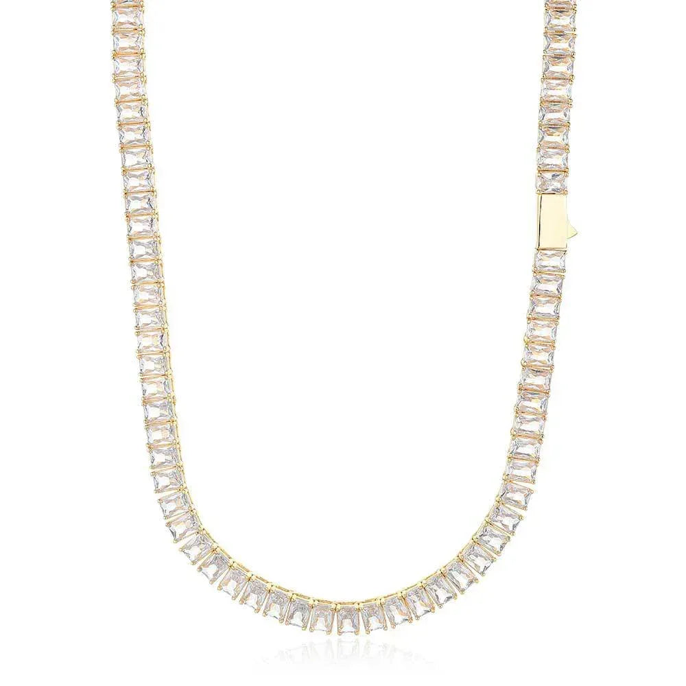 6mm Iced Out Tennis Chain Necklace Rectangle Zircon Cuban Link Chain Style | Caratix Jewelry - CaratixJewelry