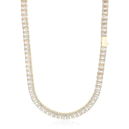 6mm Iced Out Tennis Chain Necklace Rectangle Zircon Cuban Link Chain Style | Caratix Jewelry - CaratixJewelry